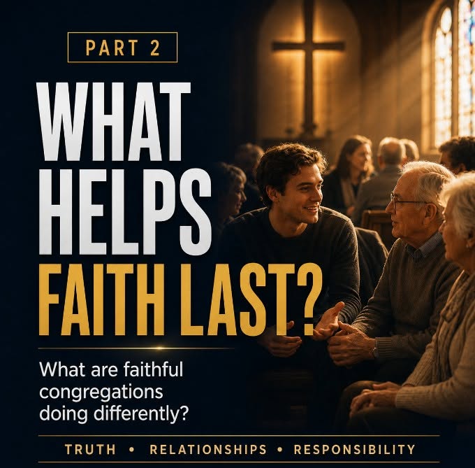Young Christians in conversation with older members of the congregation